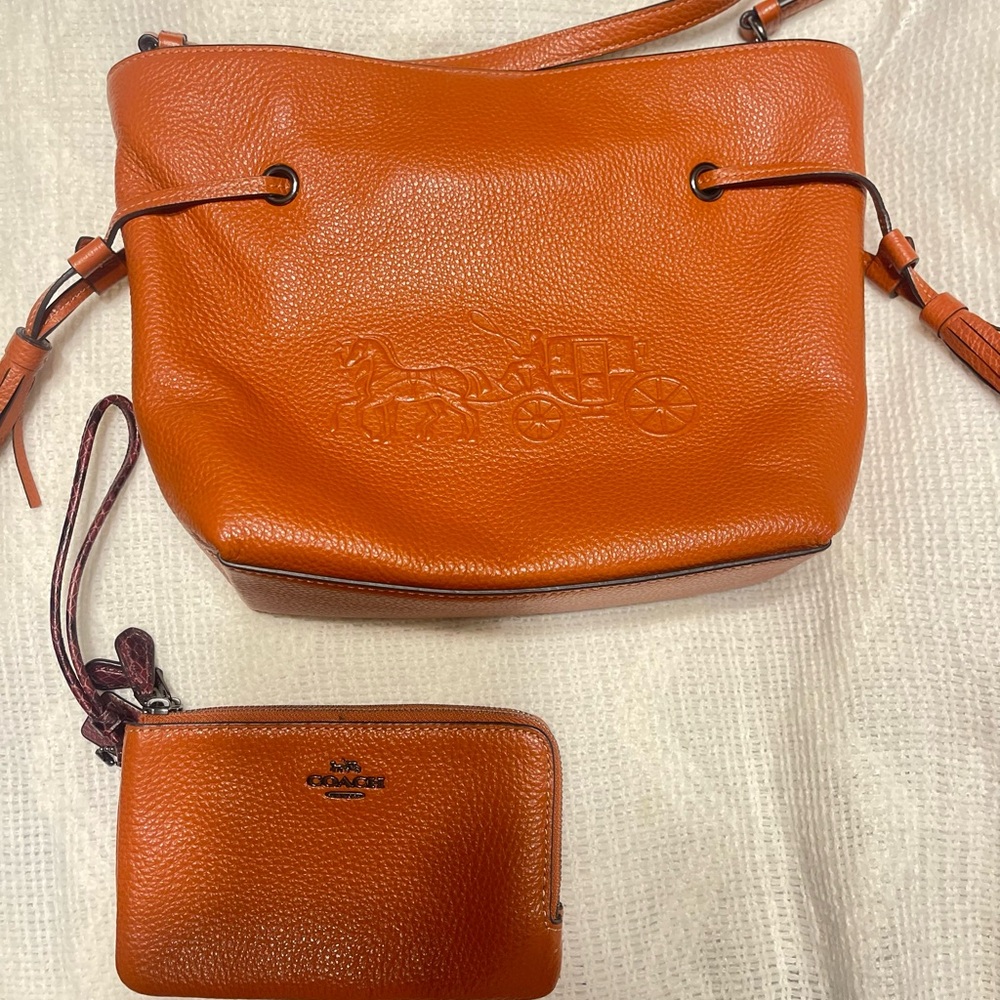Coach Orange Leather Shoulder Bag
